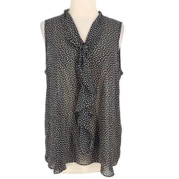 SALE Love 21 Sleeveless Sheer Chiffon Print Tank with Necktie - Picture 1 of 6